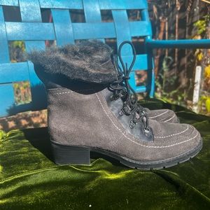 Sporto gray suede leather and faux fur winter boot size 6.5